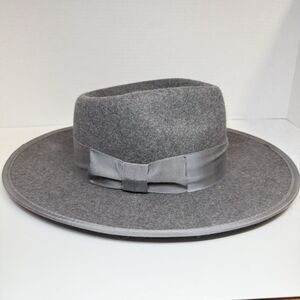 Phenix 100% Wool Wide Brim Fedora Hat Heather Gray One Size New